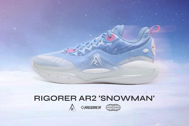 Austin Reaves Rigorer AR2 Snowman Lakers guard Austin Reaves' Rigorer AR2 shoes in the 'Snowman' colorway
