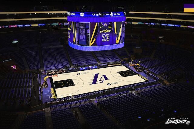 Lakers 2024 25 City Edition Court Lakers' 2024-25 "California Destiny" City Edition Court, via the Los Angeles Lakers