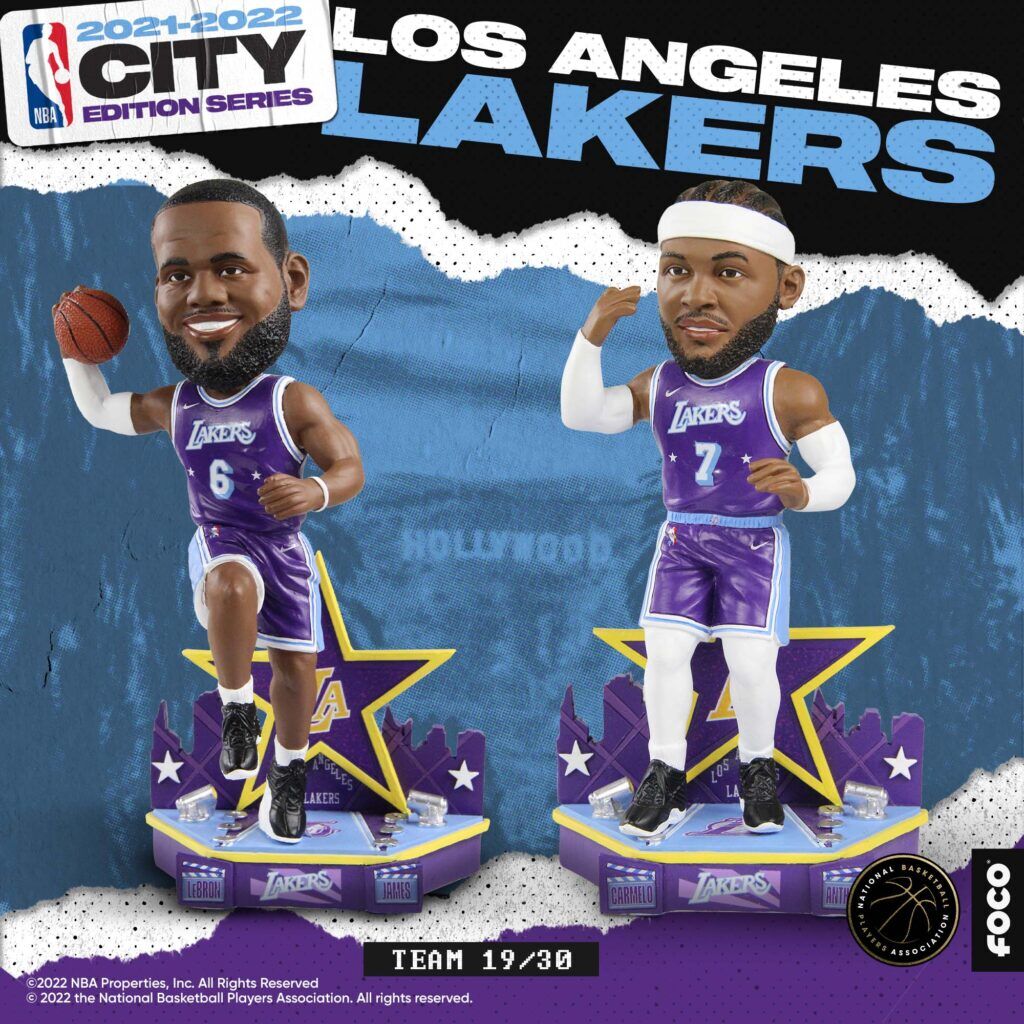 Carmelo Anthony, LeBron James, Lakers City edition FOCO bobbleheads Carmelo Anthony, LeBron James, Lakers City edition FOCO bobbleheads